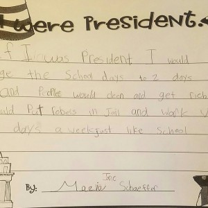 Presidents Day paragraph my daughter did this year in school. She is on to something.