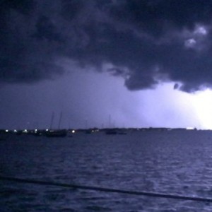 Lightening storm outside key west. No flash, but bright enough to light up the harbor